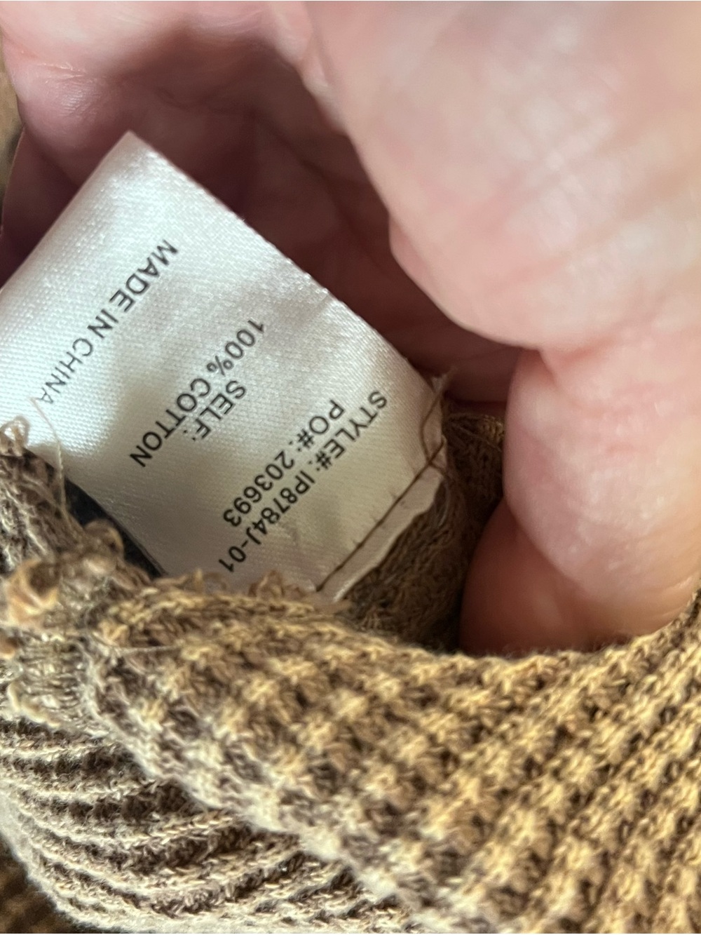 NWOT BiBi Cozy Waffle-Knit Hooded Sweater in Taupe - Picture 12 of 14